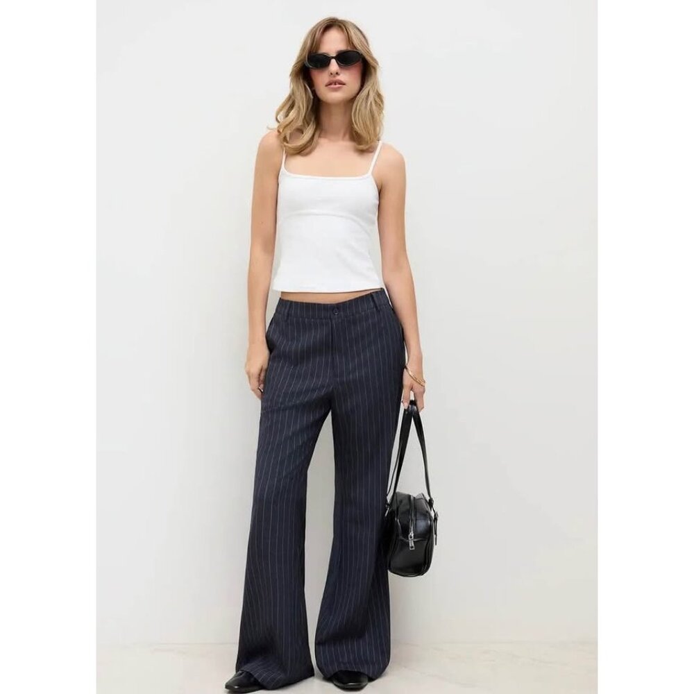 Pinstripe Flared Pants - XL Never Worn - Dark Navy Pinstripe